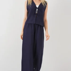 Ensemble femme sans manches effet lin en viscose 6746