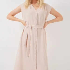 Robe femme sans manches ceinturée en ayrobin 2568