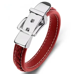 Bracelet cuir et acier pour homme