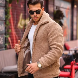 Veste homme en tissu peluche doux effet fourrure-40979