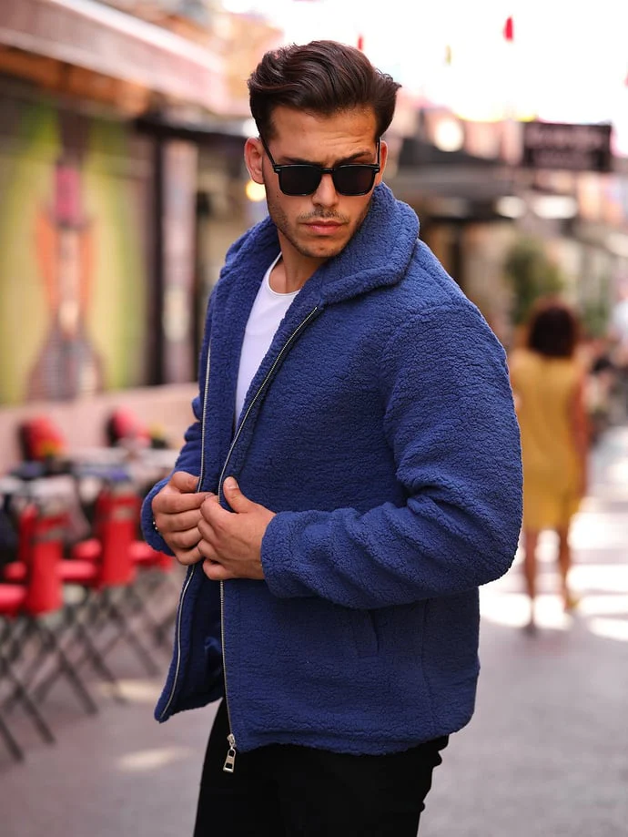 Veste homme en tissu peluche doux effet fourrure-40979 – Image 5