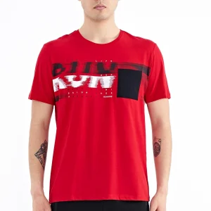 T-shirt pour homme à col rond avec détail imprimé sur la poche avant – 88200