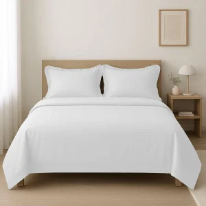 Parure de lit coton satiné 300 fils - 4 pièces