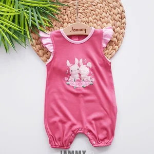 Barboteuse bébé fille avec lapins et volants