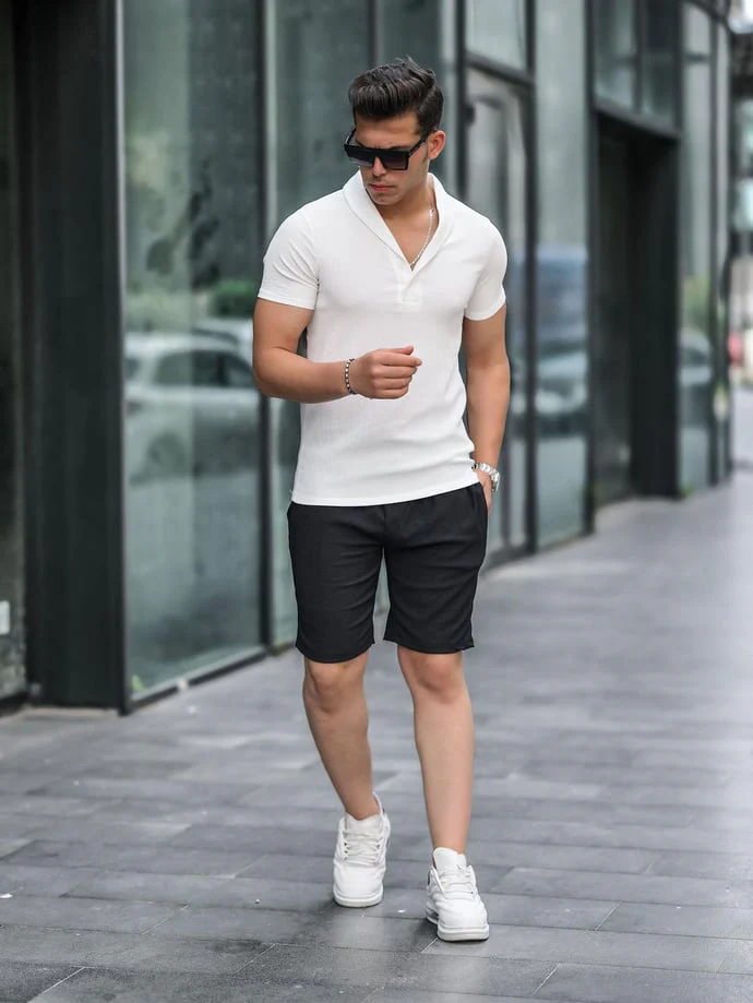 Chemise homme col smoking en coton tricoté