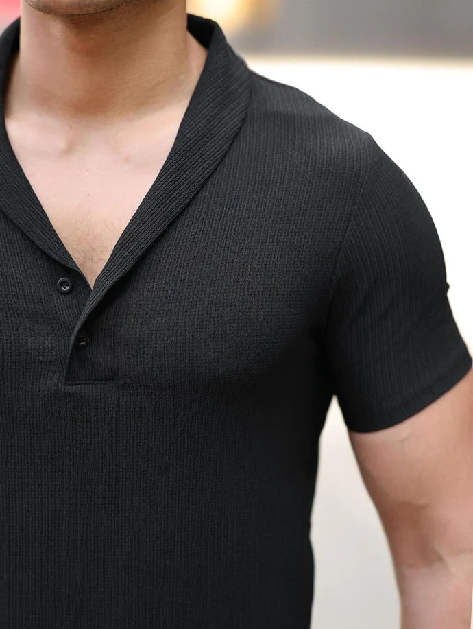 Chemise homme col smoking en coton tricoté – Image 5