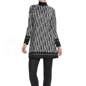 Maillot de bain modeste complet avec rayures blanches