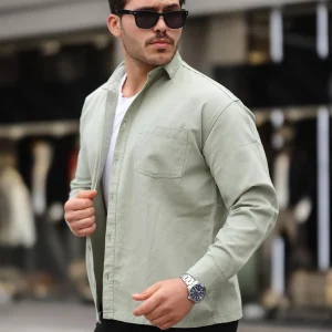 chemise oversize homme gabardine velours à poche