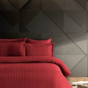 Ensemble de literie Pierre Cardin Rayé Satin Voyage Double Redberry